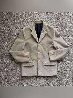 Y2K Men's Beige Corduroy Blazer Jacket